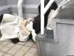 a woman screaming while being forced into oral sex in a brutal fuck movie.